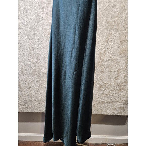 Zara Satin Slip Dress Teal Green XS Criss Cross Back Spaghetti Strap Long - Picture 5 of 13